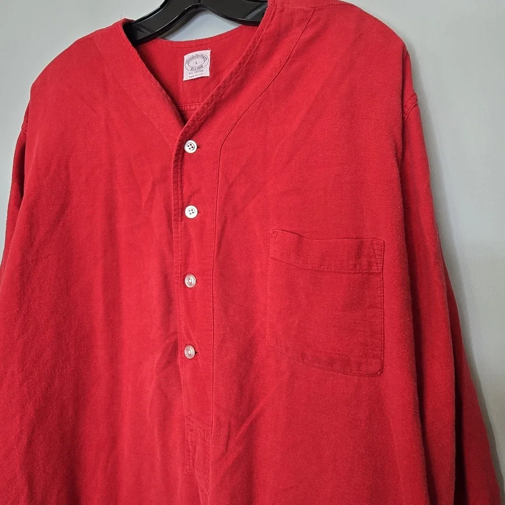 Brooks Brothers Red Cotton Flannel Night Shirt Size Large Made In USA Oversized